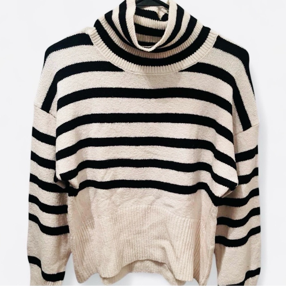 a new day Black and Cream Striped Cowl Neck Sweater